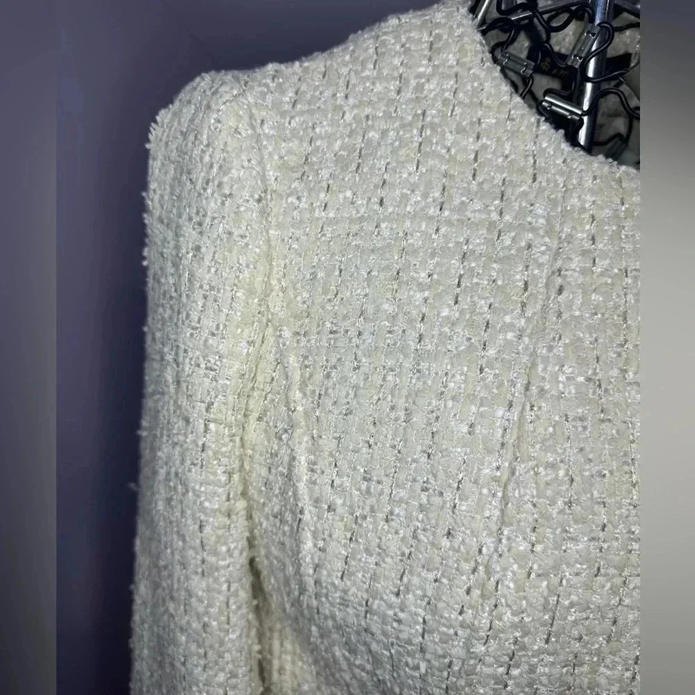 Brooks Brothers White Tweed Jacket with Sparkle Thread. Size 4.
